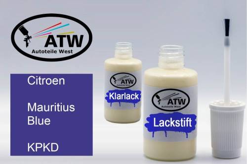 Citroen, Mauritius Blue, KPKD: 20ml Lackstift + 20ml Klarlack - Set, von ATW Autoteile West.